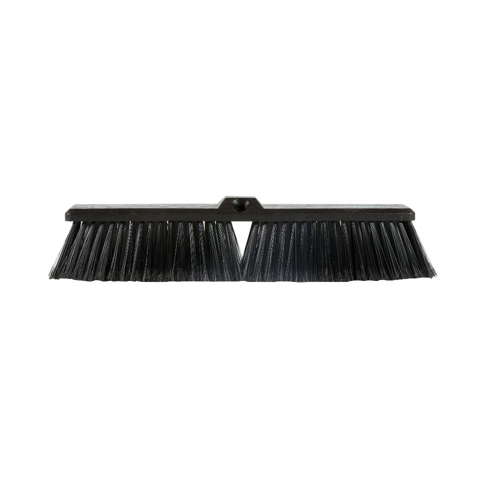 restaurantware Clean Tek Professional 17 1/4" Black Plastic Push Broom Head - with Medium Flagged Bristles - 1 count box