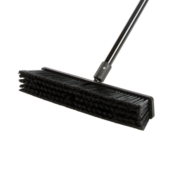 Restaurantware Clean Tek Professional 17 1/4" Black Plastic Push Broom - With Fine Flagged Bristles 59" Steel Handle - 1 Count Box