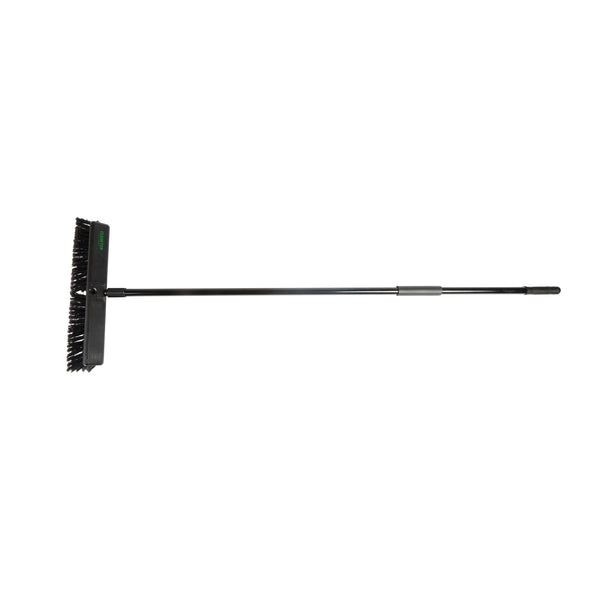 Restaurantware Clean Tek Professional 17 1/4" Black Plastic Push Broom - With Fine Flagged Bristles 59" Steel Handle - 1 Count Box