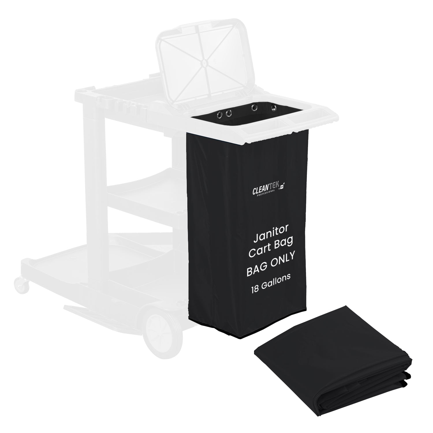 restaurantware Clean Tek Professional 18 gal Black Plastic Bag - for 3-Shelf Janitor Cart - 1 count box