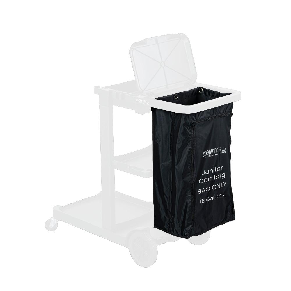 restaurantware Clean Tek Professional 18 gal Black Plastic Bag - for 3-Shelf Janitor Cart with Zipper - 1 count box