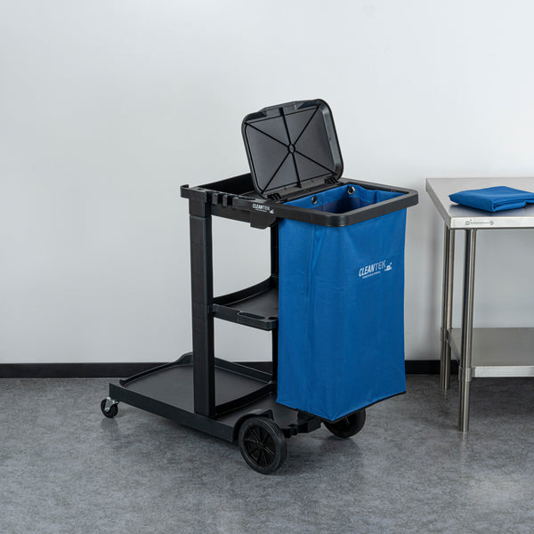 Restaurantware Clean Tek Professional 18 Gal Blue Plastic Bag - For 3-Shelf Janitor Cart - 1 Count Box