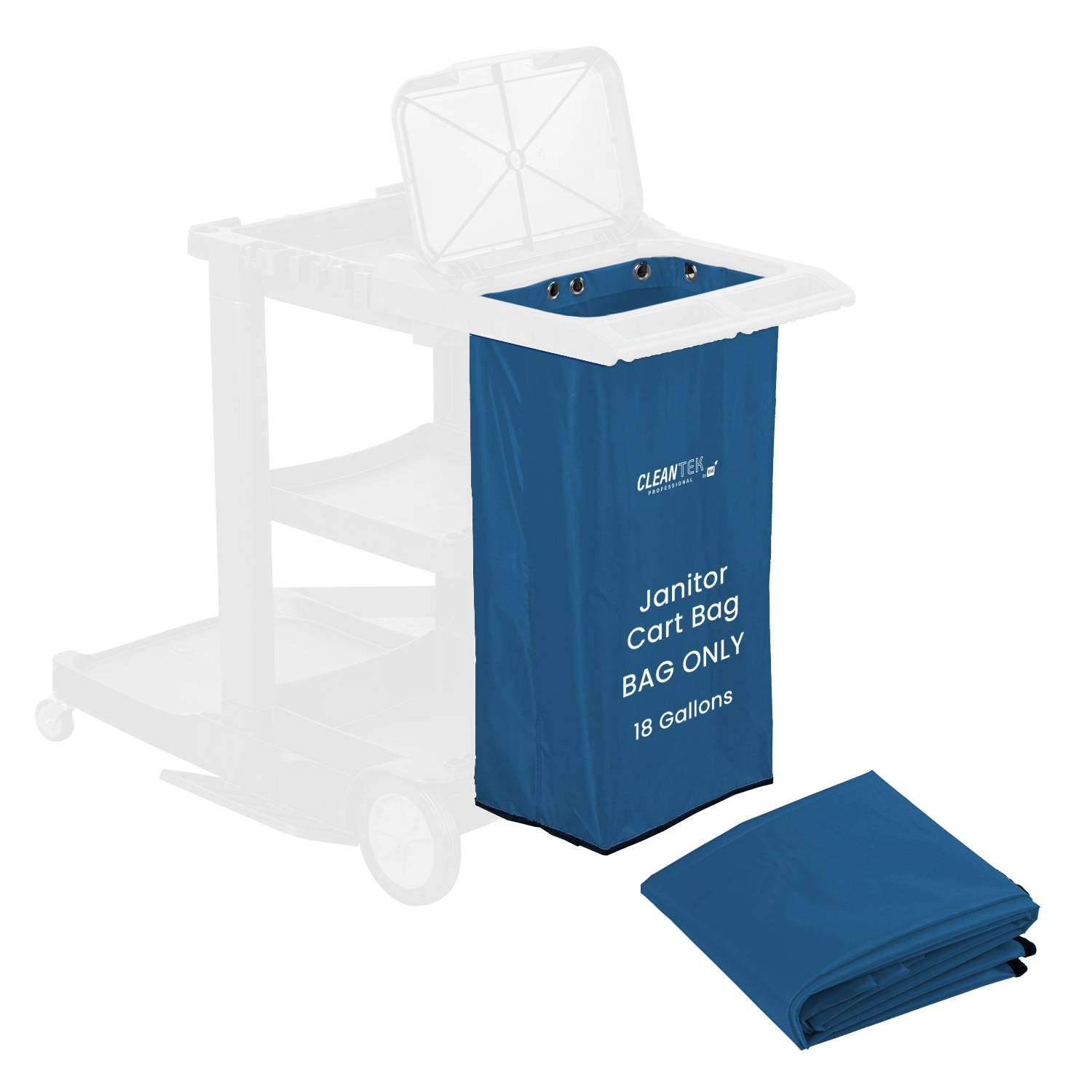 restaurantware Clean Tek Professional 18 gal Blue Plastic Bag - for 3-Shelf Janitor Cart - 1 count box