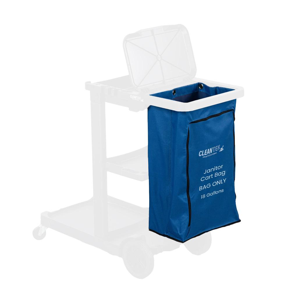 restaurantware Clean Tek Professional 18 gal Blue Plastic Bag - for 3-Shelf Janitor Cart with Zipper - 1 count box