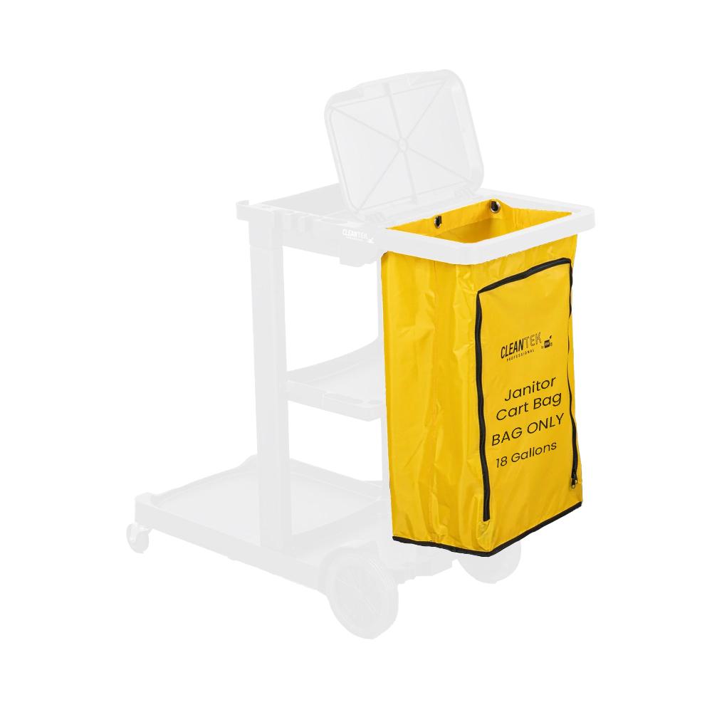 restaurantware Clean Tek Professional 18 gal Yellow Plastic Bag - for 3-Shelf Janitor Cart with Zipper - 1 count box