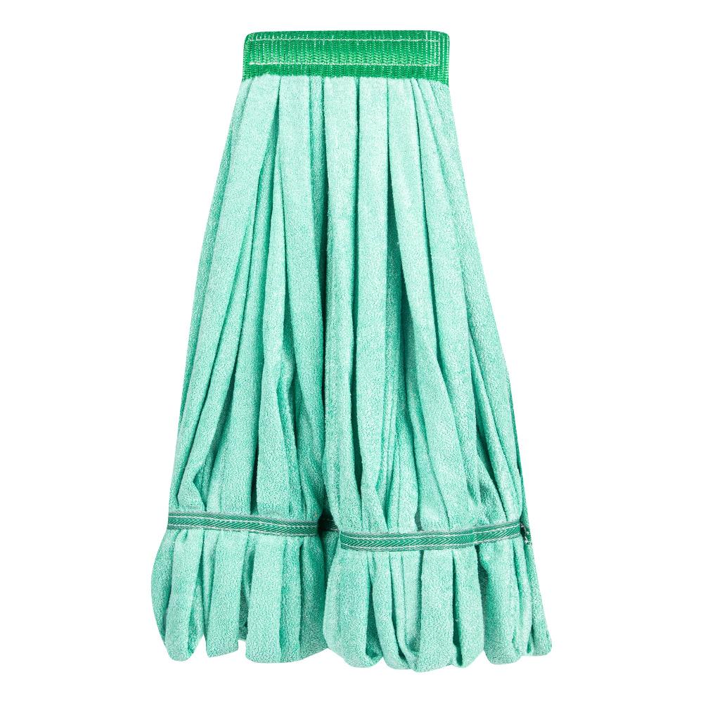restaurantware Clean Tek Professional 18 oz Green Microfiber Heavy Duty Wet Mop Head - with 5" Headband- 1 count box