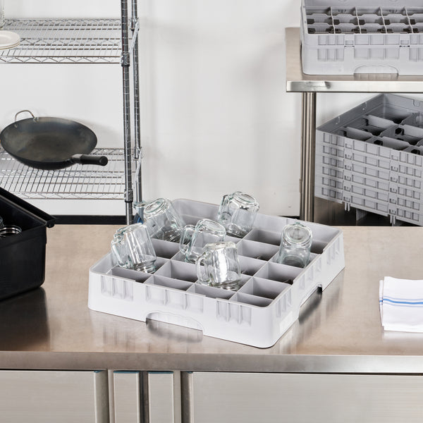 Restaurantware Clean Tek Professional 2 5/8" High Gray Full Size Cup Rack - 20 Compartments - 19 3/4" X 19 3/4" X 4" - 1 Count Box