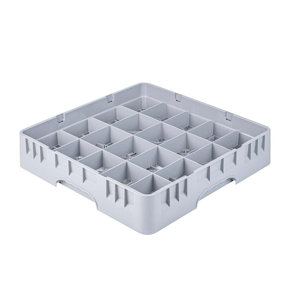 restaurantware Clean Tek Professional 2 5/8" High Gray Full Size Cup Rack - 20 Compartments - 19 3/4" x 19 3/4" x 4" - 1 count box