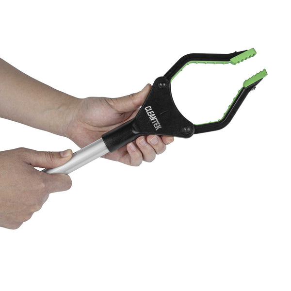 Restaurantware Clean Tek Professional 2-Fold Pick-Up Reaching Grabber Tool - Magnetic Tip 360 Degree Rotating Head Trigger Grip - 32 1/4" - 10 Count Box