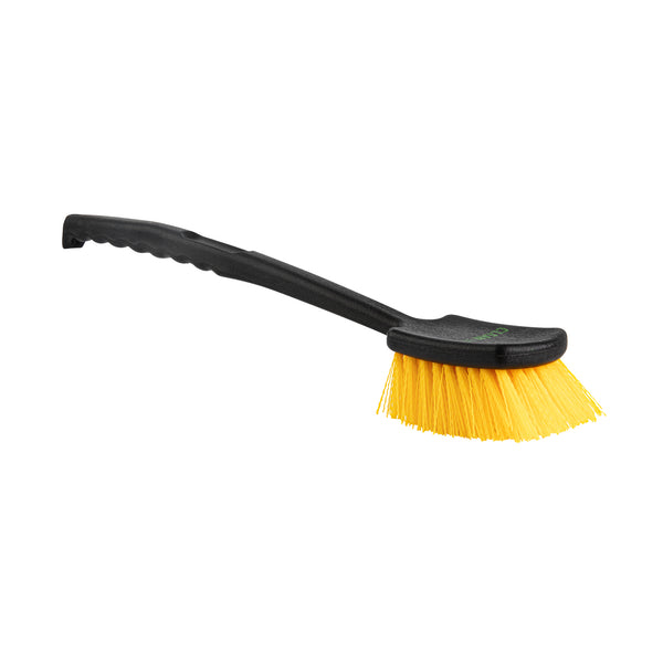 Restaurantware Clean Tek Professional 20 1/2" Black Plastic Utility Scrub Brush - With Yellow Bristles - 1 Count Box