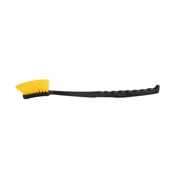 Restaurantware Clean Tek Professional 20 1/2" Black Plastic Utility Scrub Brush - With Yellow Bristles - 1 Count Box