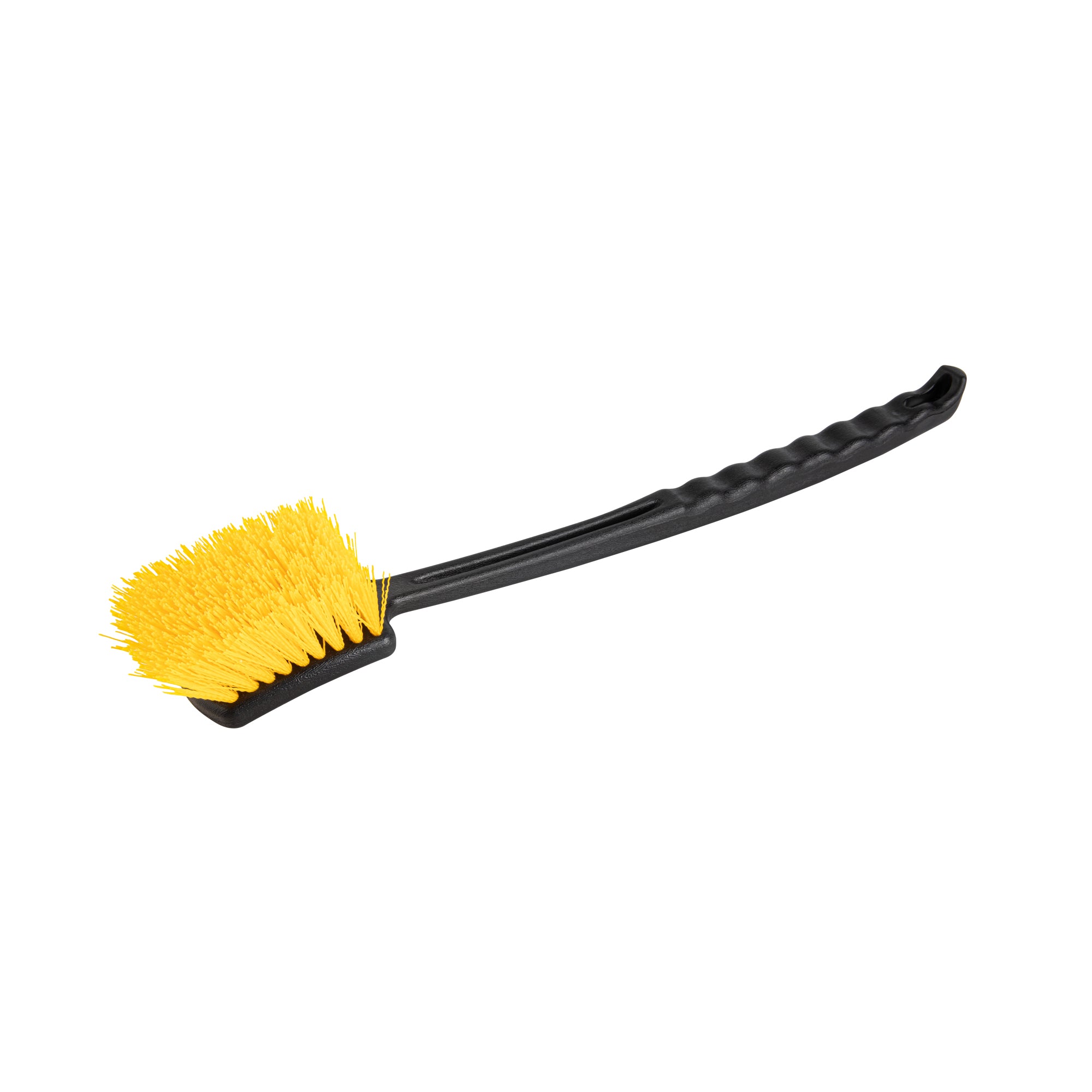 restaurantware Clean Tek Professional 20 1/2" Black Plastic Utility Scrub Brush - with Yellow Bristles - 1 count box
