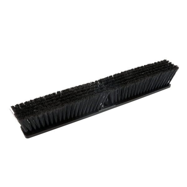 Restaurantware Clean Tek Professional 23 1/2" Black Plastic Push Broom Head - With Fine Flagged Bristles - 1 Count Box