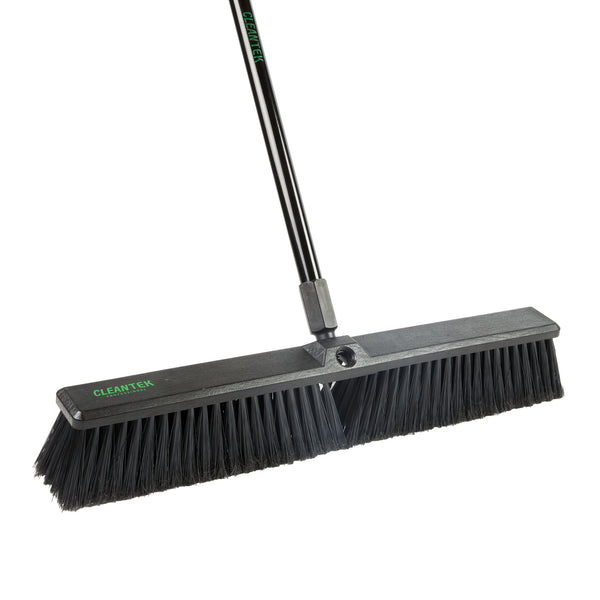 Restaurantware Clean Tek Professional 23 1/2" Black Plastic Push Broom Head - With Fine Flagged Bristles - 1 Count Box