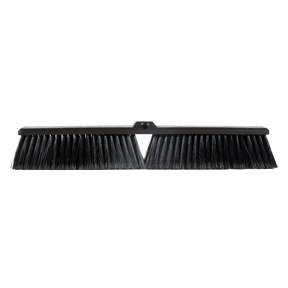 restaurantware Clean Tek Professional 23 1/2" Black Plastic Push Broom Head - with Fine Flagged Bristles - 1 count box