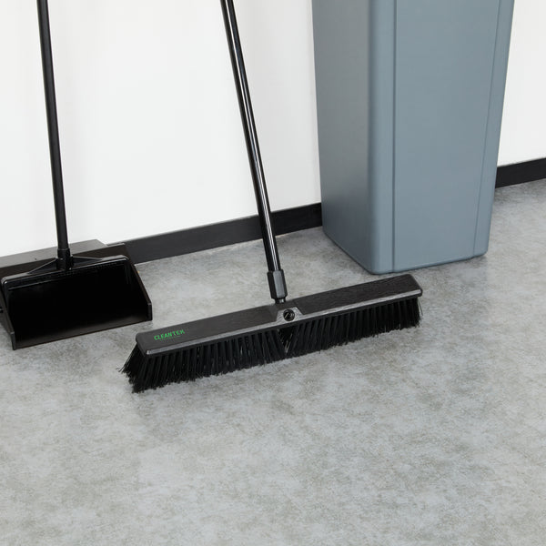 Restaurantware Clean Tek Professional 23 1/2" Black Plastic Push Broom Head - With Heavy Unflagged Bristles - 1 Count Box