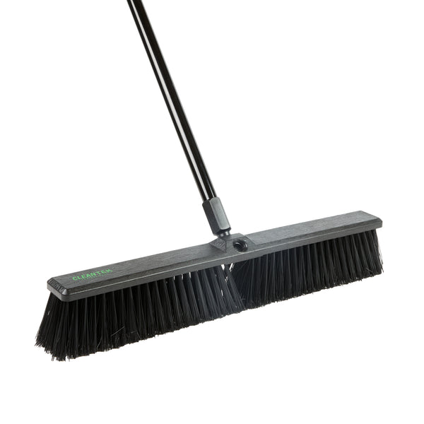 Restaurantware Clean Tek Professional 23 1/2" Black Plastic Push Broom Head - With Heavy Unflagged Bristles - 1 Count Box