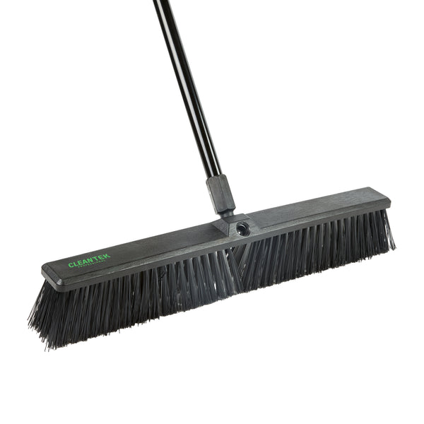 Restaurantware Clean Tek Professional 23 1/2" Black Plastic Push Broom Head - With Medium Flagged Bristles - 1 Count Box
