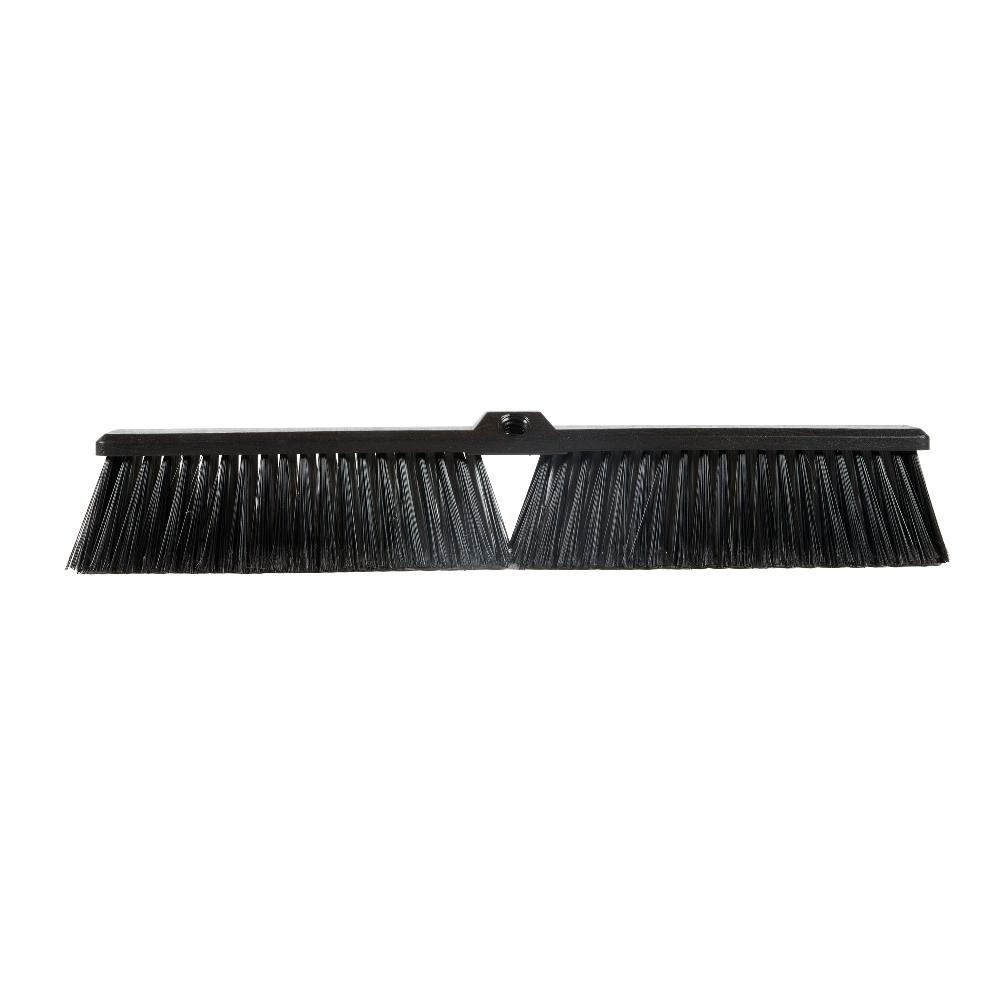 restaurantware Clean Tek Professional 23 1/2" Black Plastic Push Broom Head - with Medium Flagged Bristles - 1 count box