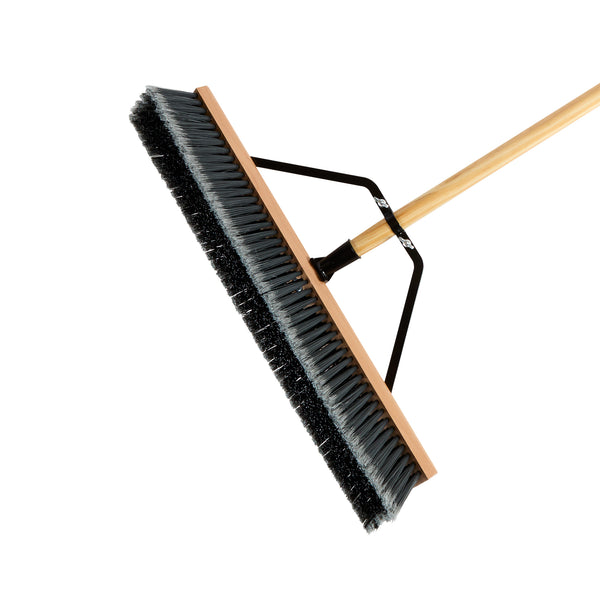 Restaurantware Clean Tek Professional 24" Contractor / Push Broom - With Medium Flagged Bristles 60" Wood Handle - 1 Count Box