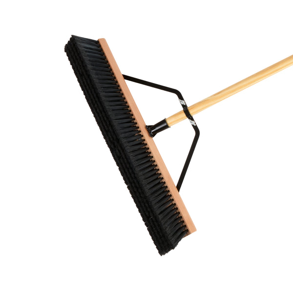 Restaurantware Clean Tek Professional 24" Contractor / Push Broom - With Fine Flagged Bristles 60" Wood Handle - 1 Count Box