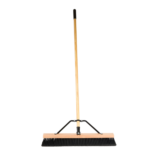 Restaurantware Clean Tek Professional 24" Contractor / Push Broom - With Fine Flagged Bristles 60" Wood Handle - 1 Count Box