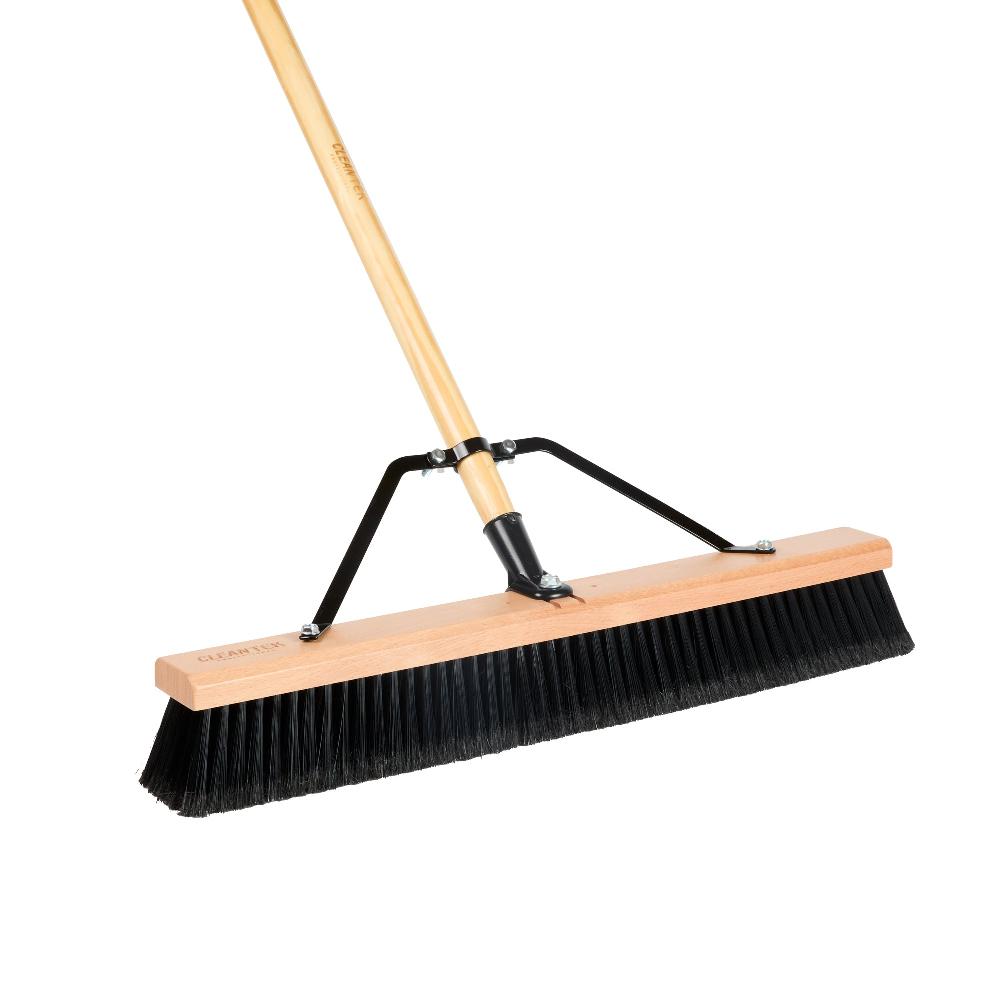 restaurantware Clean Tek Professional 24" Contractor / Push Broom - with Fine Flagged Bristles 60" Wood Handle - 1 count box