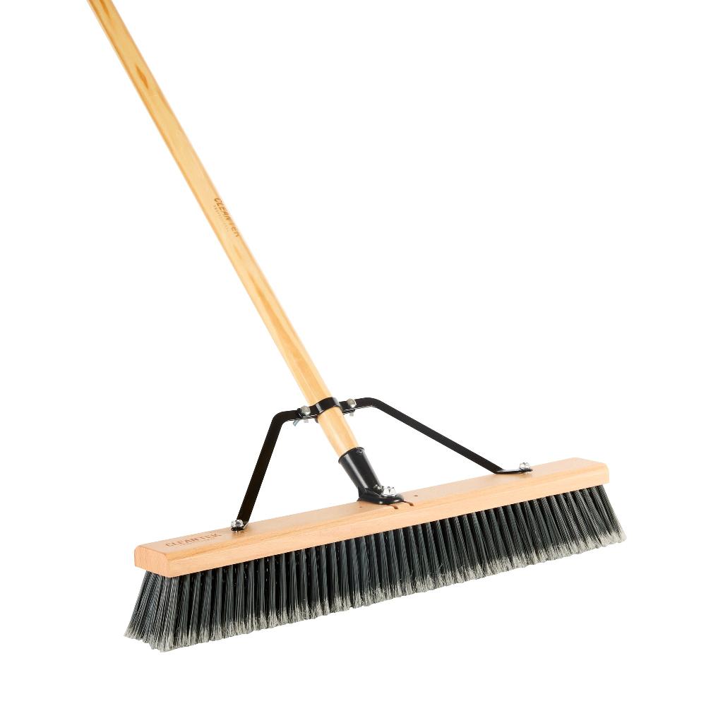restaurantware Clean Tek Professional 24" Contractor / Push Broom - with Medium Flagged Bristles 60" Wood Handle - 1 count box