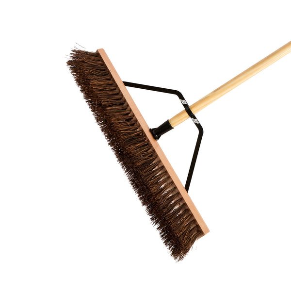 Restaurantware Clean Tek Professional 24" Garage / Push Broom - With Palmyra Unflagged Bristles 60" Wood Handle - 1 Count Box
