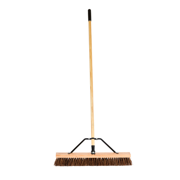 Restaurantware Clean Tek Professional 24" Garage / Push Broom - With Palmyra Unflagged Bristles 60" Wood Handle - 1 Count Box