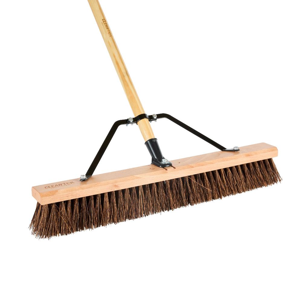 restaurantware Clean Tek Professional 24" Garage / Push Broom - with Palmyra Unflagged Bristles 60" Wood Handle - 1 count box