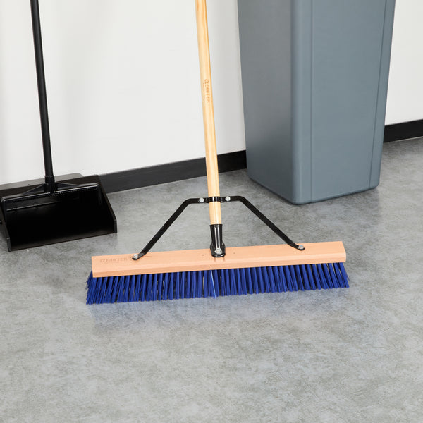 Restaurantware Clean Tek Professional 24" Hardwood Contractor / Push Broom Head - With Heavy Flagged Bristles - 1 Count Box