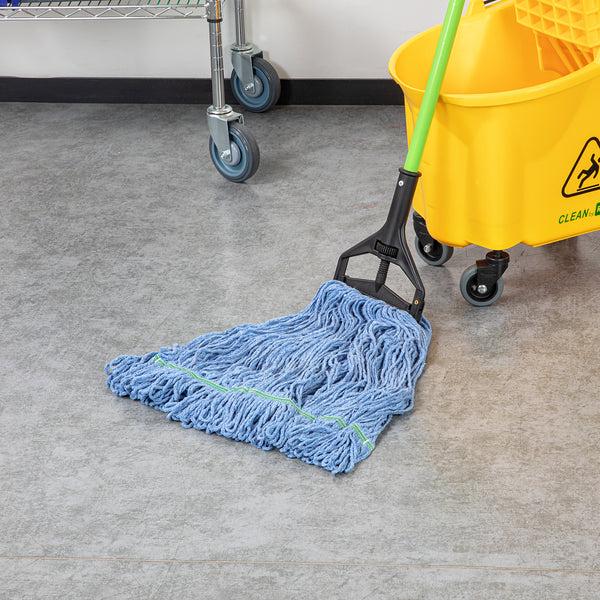 Restaurantware Clean Tek Professional 24 Oz Blue Cotton Blend Heavy Duty Wet Mop Head - With 1 1/4" Headband- 1 Count Box