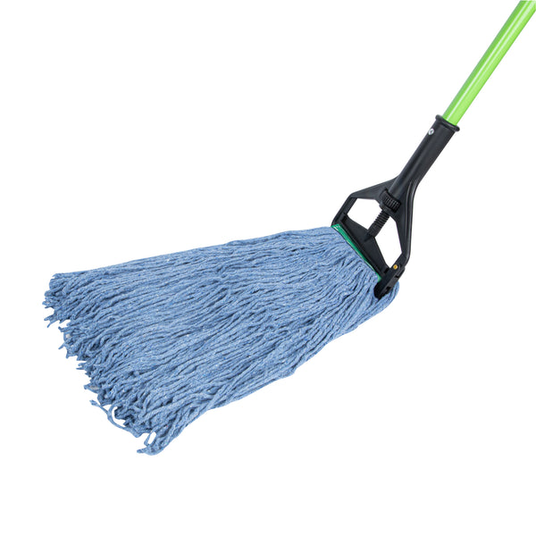 Restaurantware Clean Tek Professional 24 Oz Blue Cotton Blend Heavy Duty Wet Mop Head - With 1 1/4" Headband Cut End - 1 Count Box