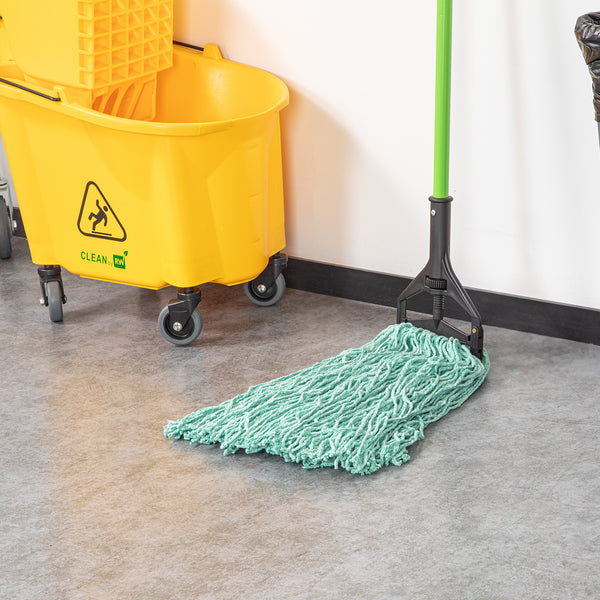 Restaurantware Clean Tek Professional 24 Oz Green Cotton Blend Heavy Duty Wet Mop Head - With 1 1/4" Headband Cut End - 1 Count Box