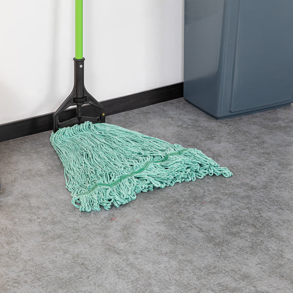 Restaurantware Clean Tek Professional 24 Oz Green Cotton Blend Heavy Duty Wet Mop Head - With 1 1/4" Headband- 1 Count Box
