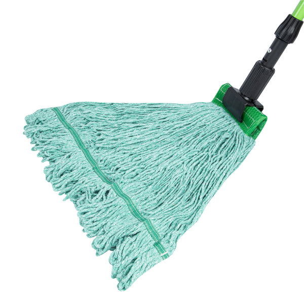 Restaurantware Clean Tek Professional 24 Oz Green Cotton Blend Wet Mop Head - With 5" Headband- 1 Count Box
