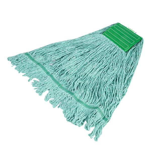 Restaurantware Clean Tek Professional 24 Oz Green Cotton Blend Wet Mop Head - With 5" Headband- 1 Count Box