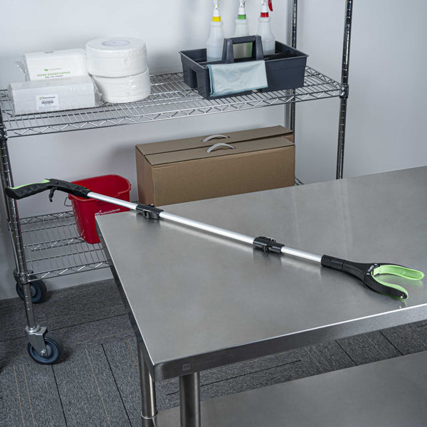 Restaurantware Clean Tek Professional 3-Fold Pick-Up Reaching Grabber Tool - Magnetic Tip 360 Degree Rotating Head Trigger Grip - 43" - 10 Count Box