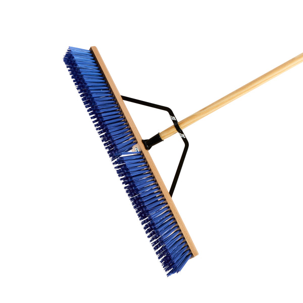 Restaurantware Clean Tek Professional 30" Contractor / Push Broom - With Heavy Flagged Bristles 60" Wood Handle - 1 Count Box