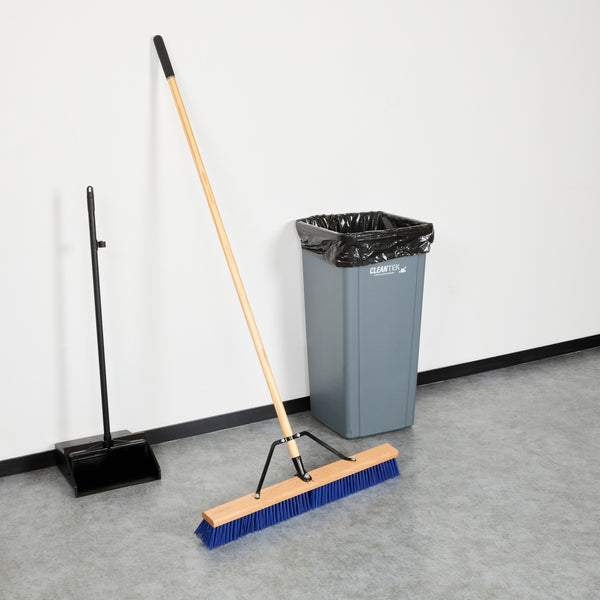 Restaurantware Clean Tek Professional 30" Contractor / Push Broom - With Heavy Flagged Bristles 60" Wood Handle - 1 Count Box