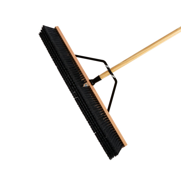 Restaurantware Clean Tek Professional 30" Contractor / Push Broom - With Fine Flagged Bristles 60" Wood Handle - 1 Count Box
