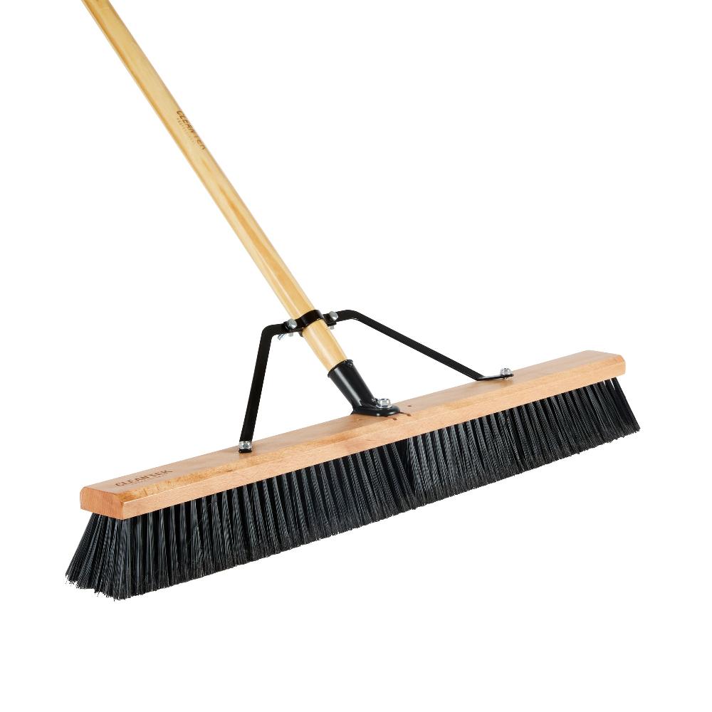 restaurantware Clean Tek Professional 30" Contractor / Push Broom - with Fine Flagged Bristles 60" Wood Handle - 1 count box