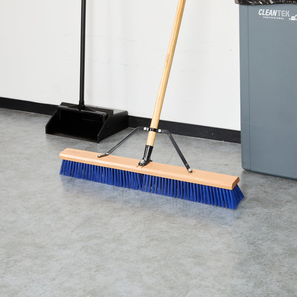 Restaurantware Clean Tek Professional 30" Hardwood Contractor / Push Broom Head - With Heavy Flagged Bristles - 1 Count Box