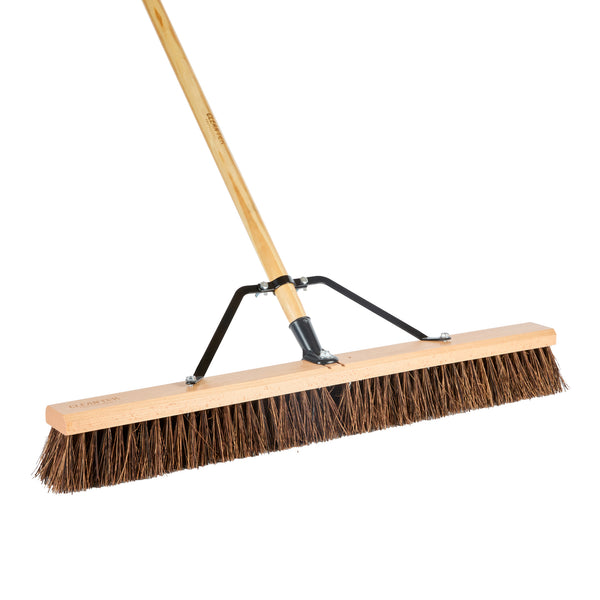 Restaurantware Clean Tek Professional 30" Hardwood Garage / Push Broom Head - With Palmyra Unflagged Bristles - 1 Count Box