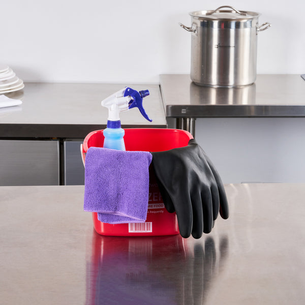 Restaurantware Clean Tek Professional 30 Mil Black Latex Chemical-Resistant Gloves - Unlined Heavy Duty - 17 3/4" - Pair - 10 Count Box