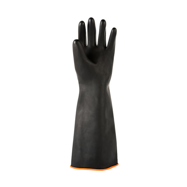 Restaurantware Clean Tek Professional 30 Mil Black Latex Chemical-Resistant Gloves - Unlined Heavy Duty - 17 3/4" - Pair - 10 Count Box