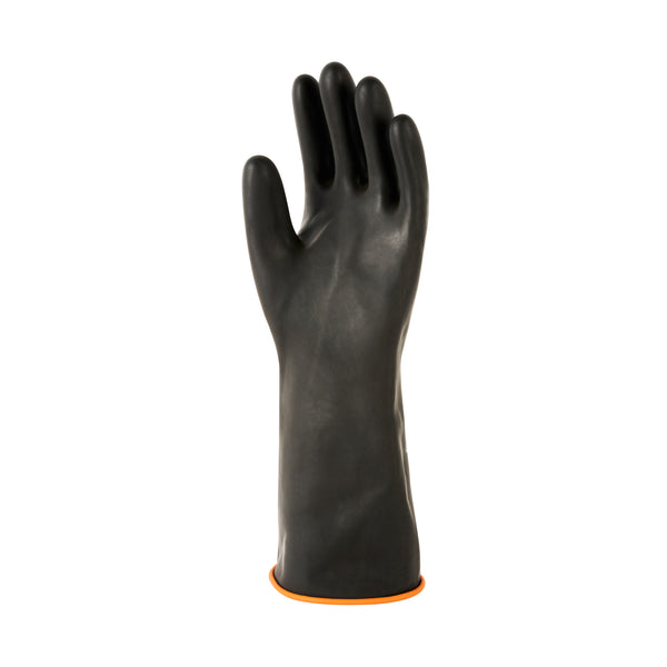 Restaurantware Clean Tek Professional 30 Mil Black Latex Chemical-Resistant Gloves - Unlined Heavy Duty - 13 3/4" - Pair - 10 Count Box