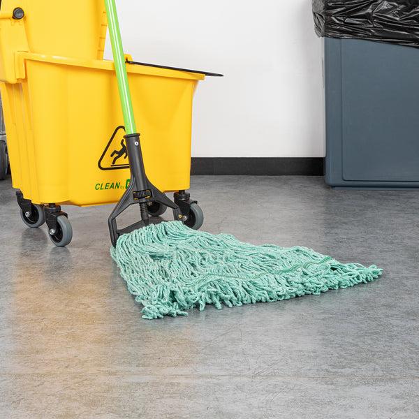 Restaurantware Clean Tek Professional 32 Oz Green Cotton Blend Heavy Duty Wet Mop Head - With 1 1/4" Headband- 1 Count Box