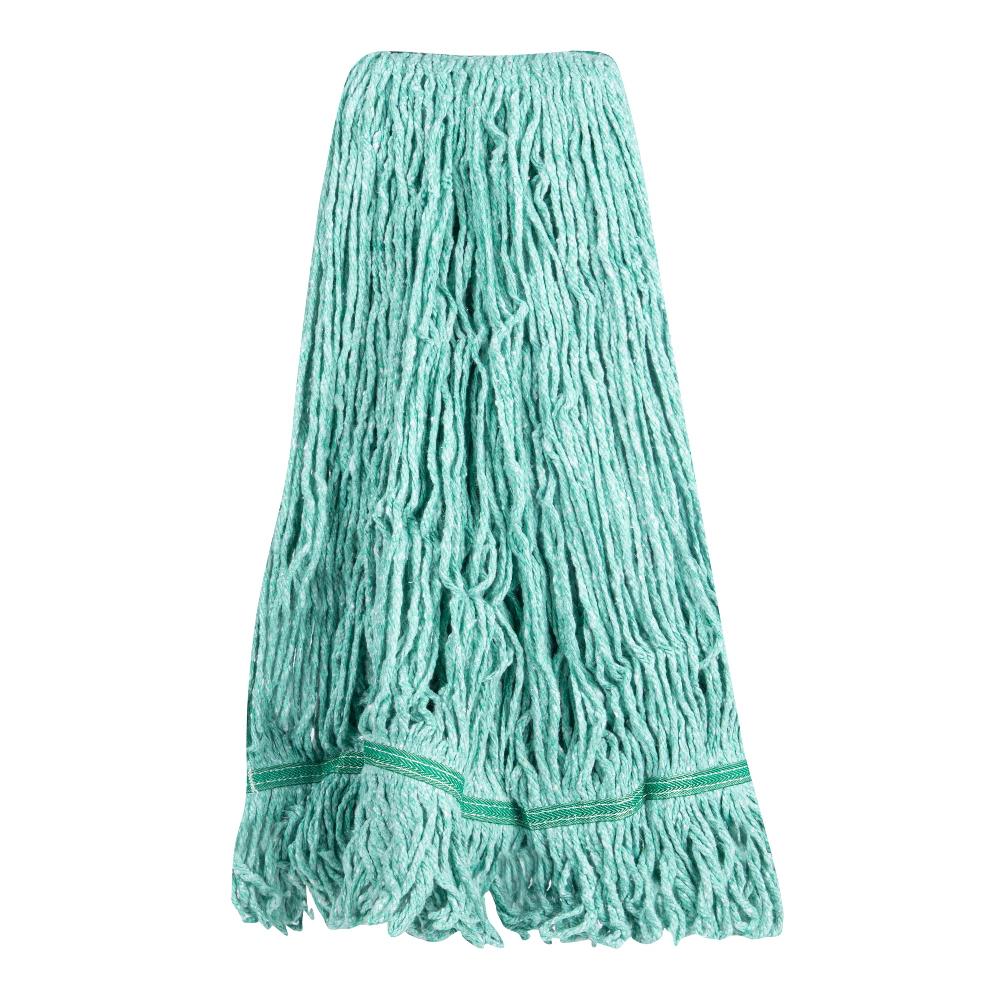 restaurantware Clean Tek Professional 32 oz Green Cotton Blend Heavy Duty Wet Mop Head - with 1 1/4" Headband- 1 count box